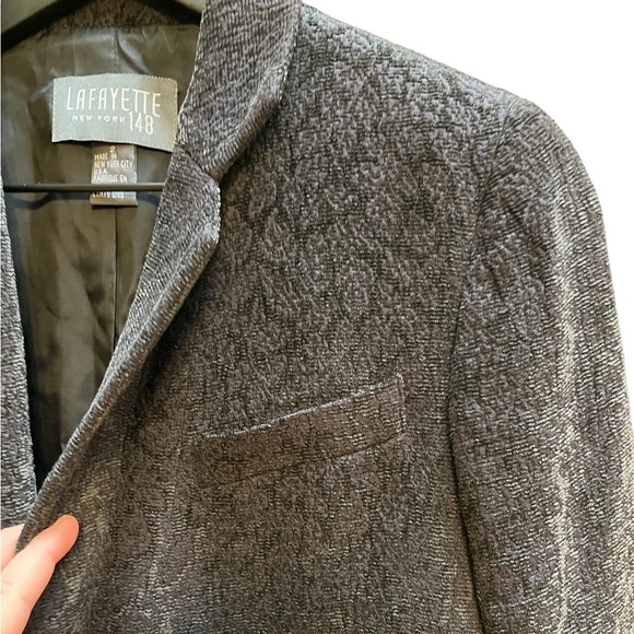 Lafayette 148 one button closure textured velvet blazer - Picture 6 of 13